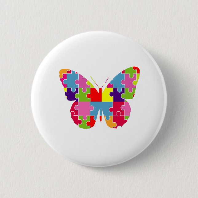 Badge Rond 5 Cm Sensibilisation sur l'autisme papillon Extraordina (Devant)