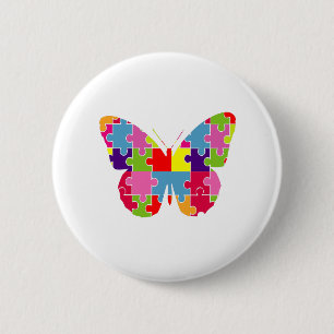 Badge Rond 5 Cm Sensibilisation sur l'autisme papillon Extraordina