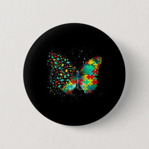 Badge Rond 5 Cm Sensibilisation sur l'autisme Papillon Peace Lover