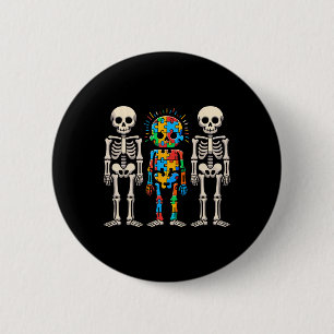 Badge Rond 5 Cm Sensibilisation sur l'autisme Squelette