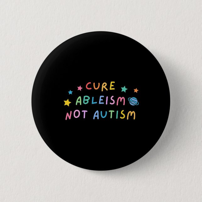 Badge Rond 5 Cm Sensibilisation sur l'autisme Traite Ableisme Pas  (Devant)