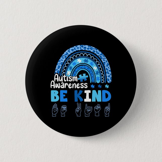 Badge Rond 5 Cm Sensibiliser à la langue des signes à la main (Devant)