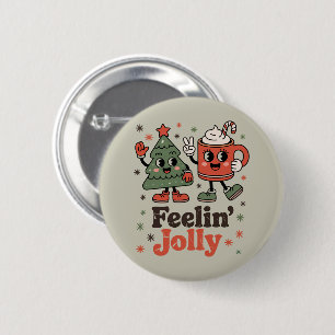 Badge Rond 5 Cm Sentiment de Noël rétro joyeux vacances vintage 