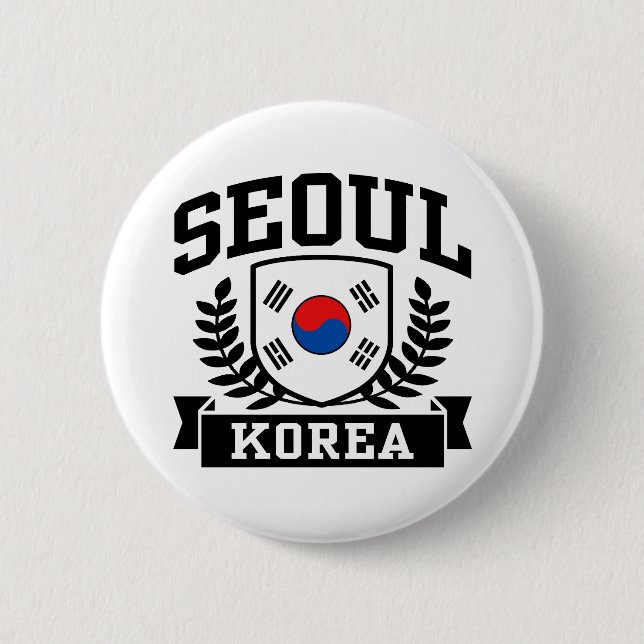 Badge Rond 5 Cm Séoul Corée (Devant)