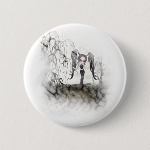 Badge Rond 5 Cm Sepia Goth Girl Vignette