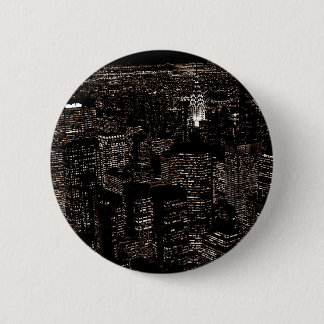 Badge Rond 5 Cm Sepia New York City Night Skyline