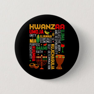 Badge Rond 5 Cm Sept Principes De Kwanzaa Fier Africain-Américain