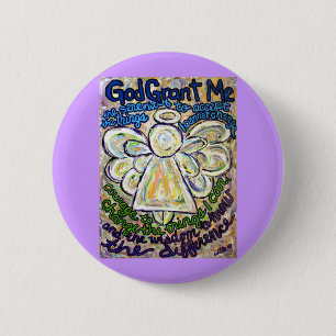 Badge Rond 5 Cm Serenity Prière Angel Art Peinture Pin