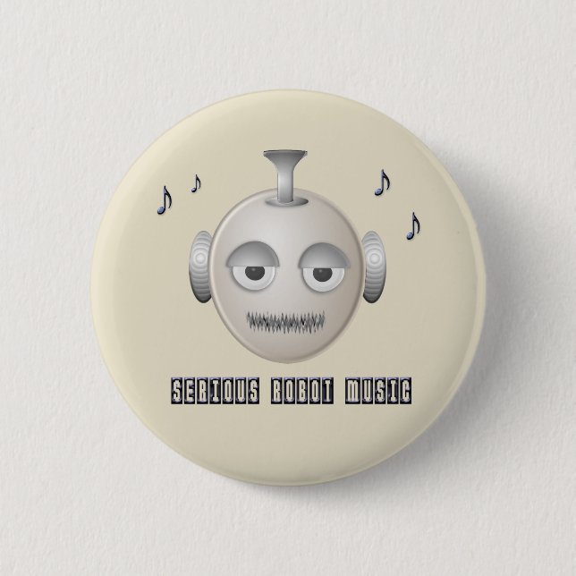 Badge Rond 5 Cm Serious Robot Music - bouton (Devant)