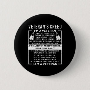 Badge Rond 5 Cm Serment de Vétéran Patriote Guerre États-Unis Gran