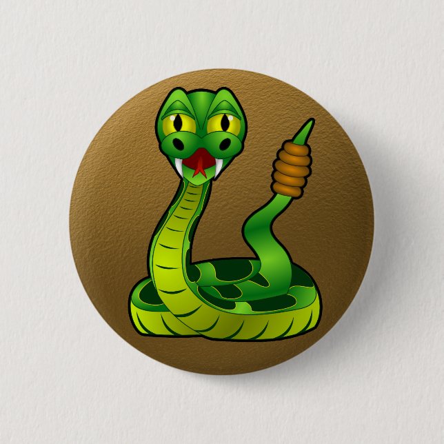 Badge Rond 5 Cm Serpent à sonnettes heureux (Devant)