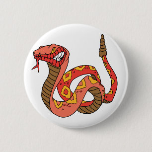 Badge Rond 5 Cm Serpent à sonnettes rouge impressionnant