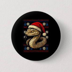 Badge Rond 5 Cm Serpent de Noël laid Chapeau de Santa