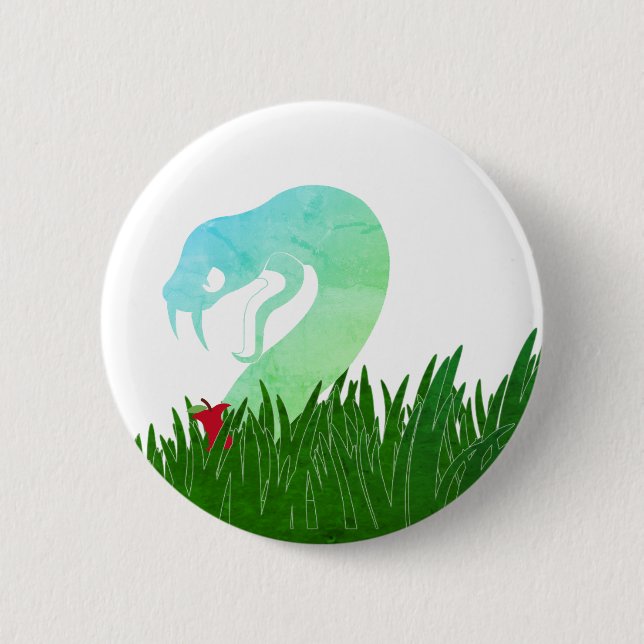 Badge Rond 5 Cm Serpent et épingle de pomme/ (Devant)