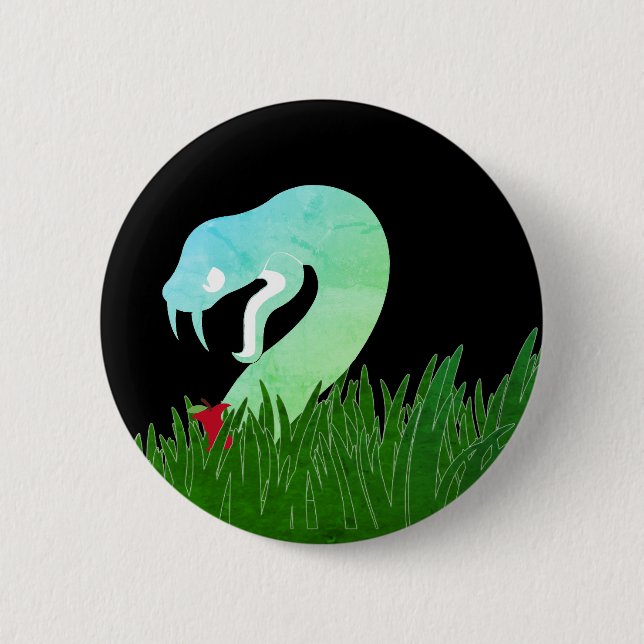 Badge Rond 5 Cm Serpent et épingle de pomme/ (Devant)