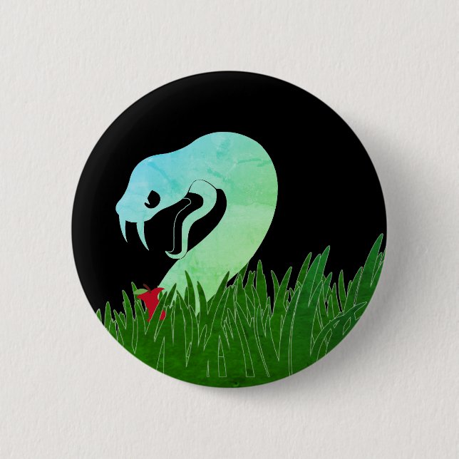 Badge Rond 5 Cm Serpent et pomme pin NOIR/ (Devant)