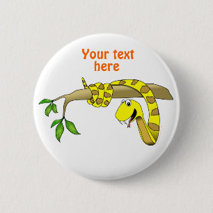 Badge Rond 5 Cm Serpent mignon de jaune de bande dessinée dans un