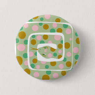 Badge Rond 5 Cm Serpent rose et vert Abstrait poêlé amusant