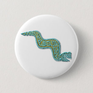 Badge Rond 5 Cm Serpent-turquoise et or maya