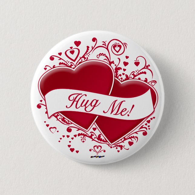 Badge Rond 5 Cm Serre Moi ! Cœurs Rouges (Devant)