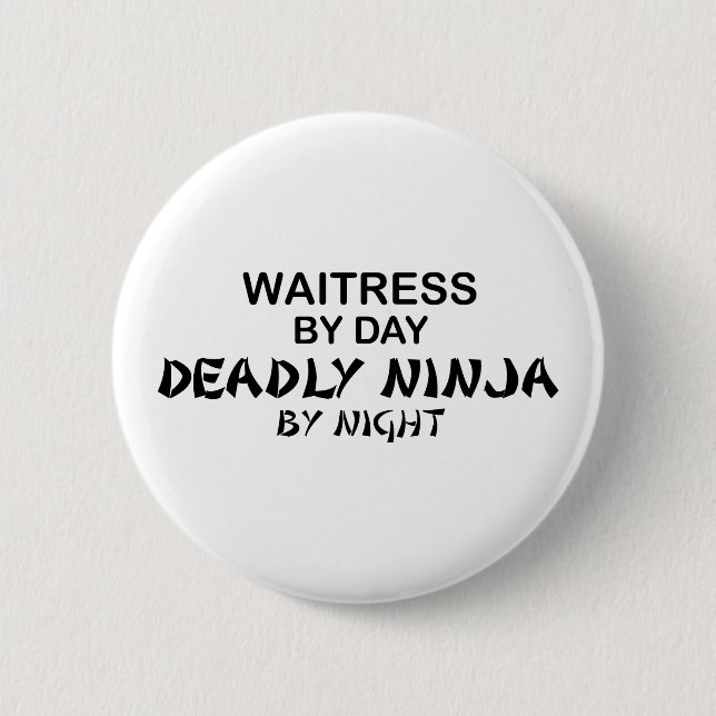 Badge Rond 5 Cm Serveuse Ninja mortel par nuit (Devant)
