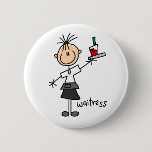Badge Rond 5 Cm Serveuse personnage bâton