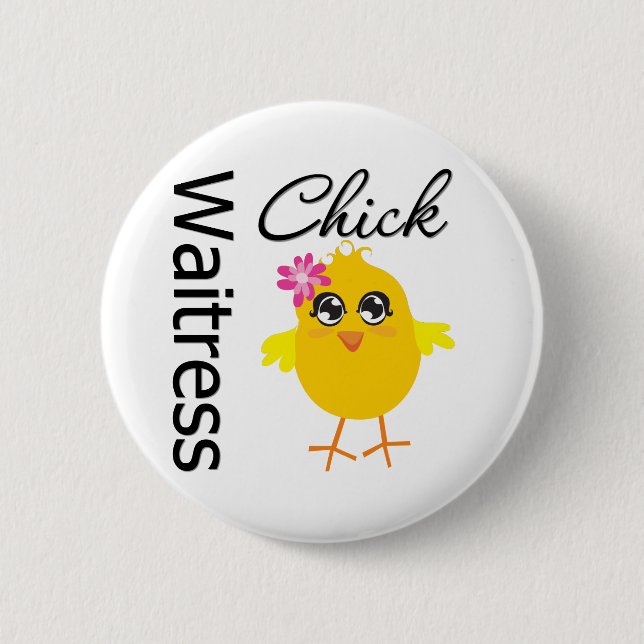 Badge Rond 5 Cm Serveuse Poussin (Devant)