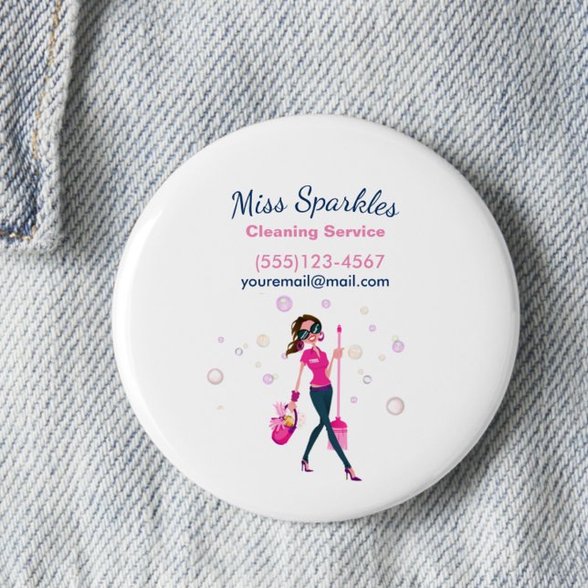 Badge Rond 5 Cm Service de femme de ménage tendance (Créateur téléchargé)