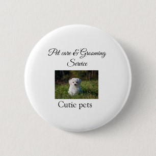 Badge Rond 5 Cm Service de toilettage des animaux ajouter le nom a