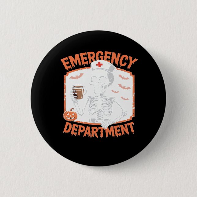 Badge Rond 5 Cm Service d'urgence Funny Halloween Nurse Essenti (Devant)