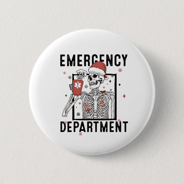 Badge Rond 5 Cm Service d'urgence Skeleton Nuring Coffee Lover (Devant)