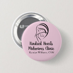 Badge Rond 5 Cm Services de sage-femme rose Centre de naissance Ma