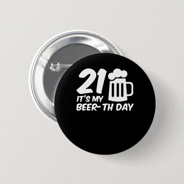 Badge Rond 5 Cm Ses mes cadeaux de bière d'anniversaire de jour de (Devant & derrière)