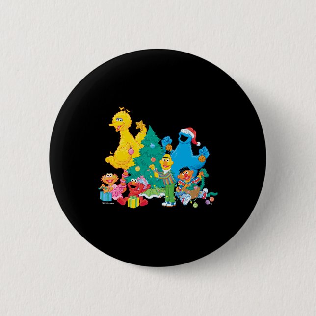 Badge Rond 5 Cm Sesame Street Christmas Pals  (Devant)