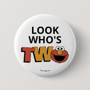 Badge Rond 5 Cm Sesame Street Elmo - Bouton pour le deuxième ann