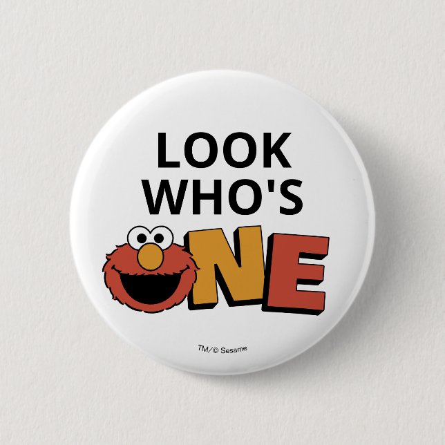 Badge Rond 5 Cm Sesame Street | Elmo - First Birthday Button (Devant)