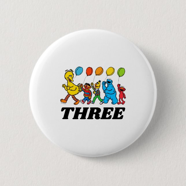 Badge Rond 5 Cm Sesame Street Pals 3rd Birthday Balloons Toddler  (Devant)