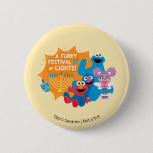 Badge Rond 5 Cm Sesame Street Une fête poilue des lumières !