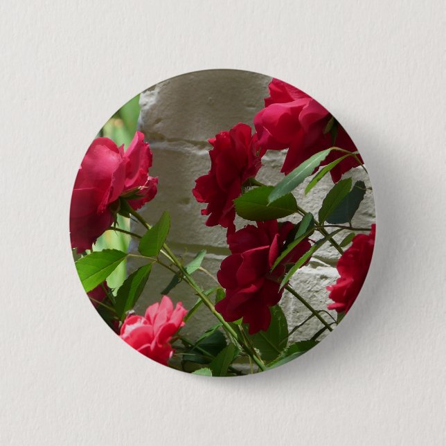 Badge Rond 5 Cm s'est levé, le rose rouge (Devant)