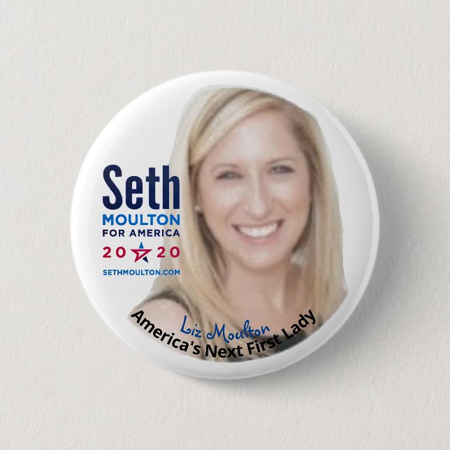 Badge Rond 5 Cm Seth Moulton 2020 : Liz Moulton pour première (Devant)