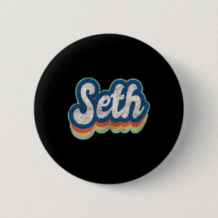 Badge Rond 5 Cm Seth Prénom Garçon Style Vintage les années 70 80s
