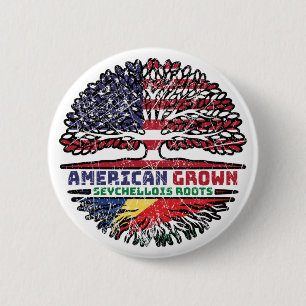 Badge Rond 5 Cm Seychelles American États-Unis Tree Roots