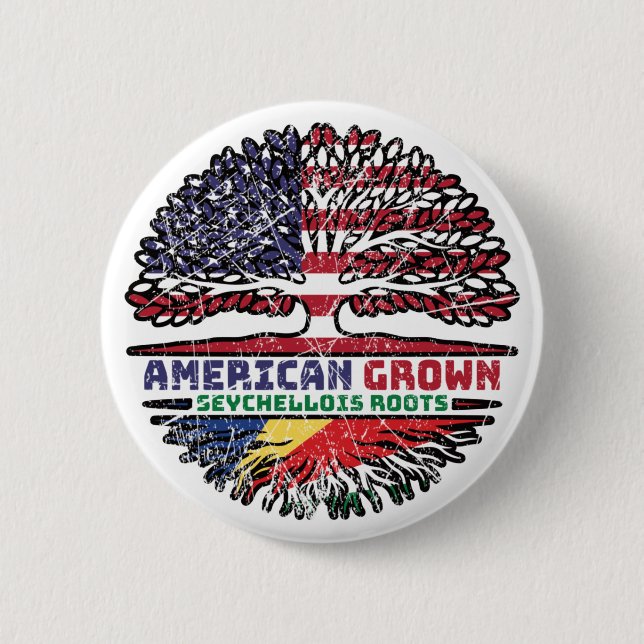 Badge Rond 5 Cm Seychelles American États-Unis Tree Roots (Devant)