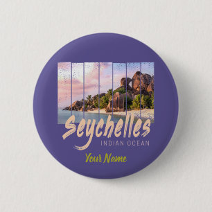 Badge Rond 5 Cm Seychelles Océan Indien coucher de soleil vintage