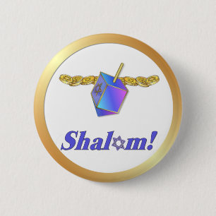 Badge Rond 5 Cm Shalom Hanoukka