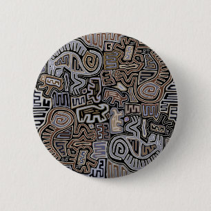 Badge Rond 5 Cm Shaman Peyote Serpent spirituels rituels