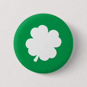 Badge Rond 5 Cm Shamrock blanc