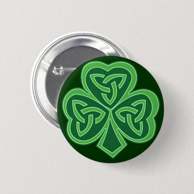 Badge Rond 5 Cm Shamrock celtique de noeud (Devant & derrière)