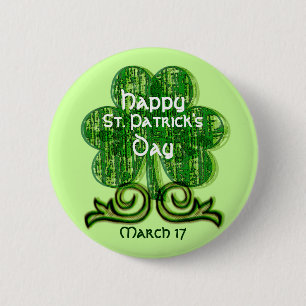 Badge Rond 5 Cm Shamrock de grunge de ~ de bouton du jour de St