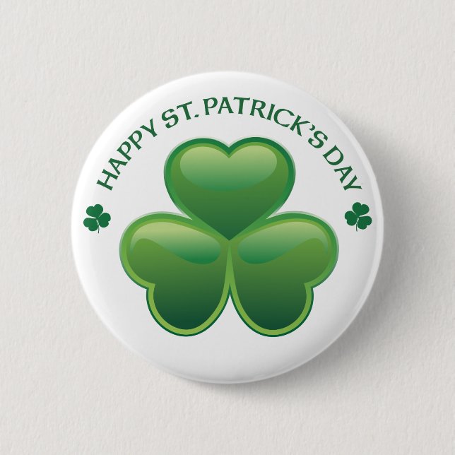 Badge Rond 5 Cm Shamrock de Jour de la Saint Patrick (Devant)